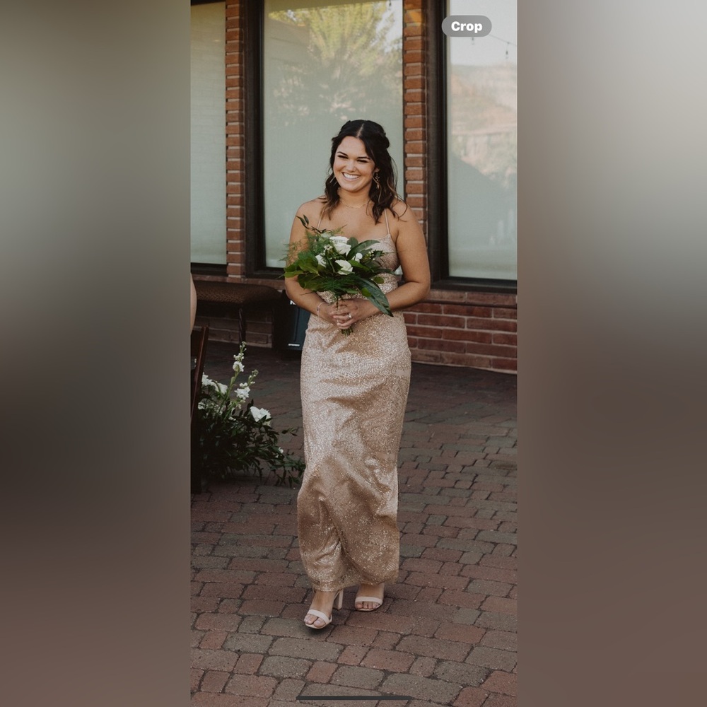 Beginning Boutique Brown/Gold Sequin Maxi Dress